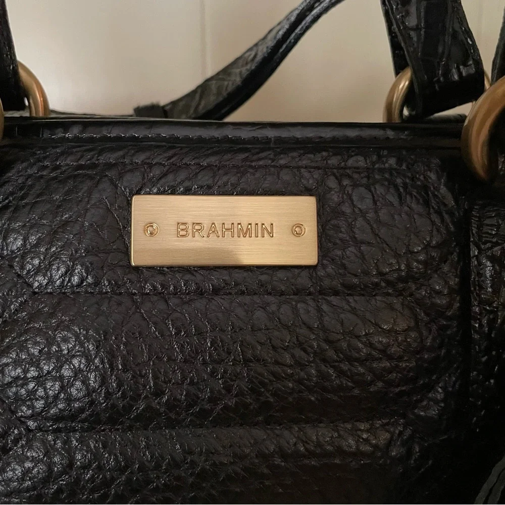 BRAHMIN BLACK MINI ASHER HEMLOCK MELBOURNE BAG - Picture 4 of 15